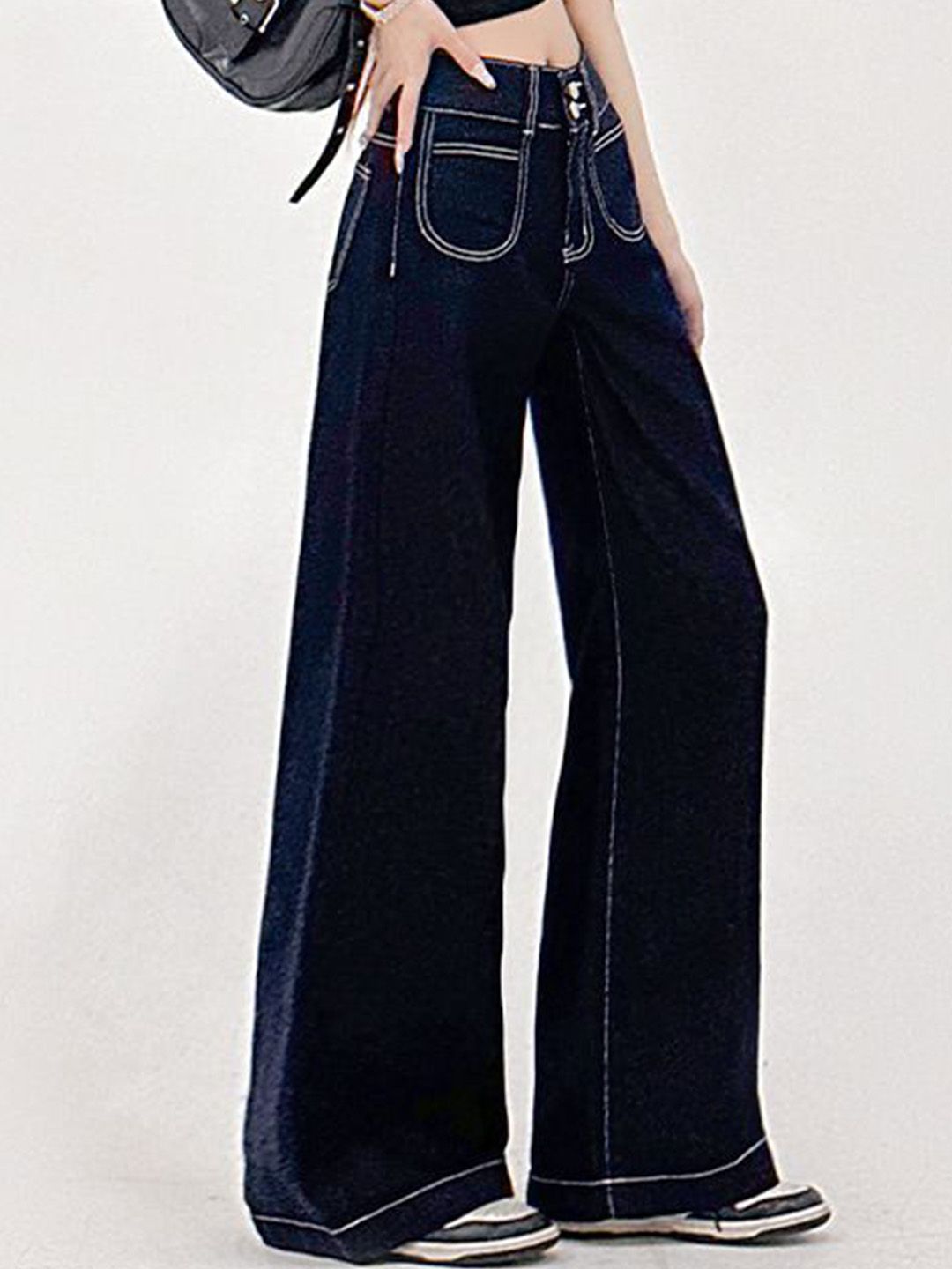 DressBerry Women Wide Leg High-Rise Jeans