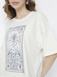 DressBerry Nautical Chic Print Boxy T-shirt