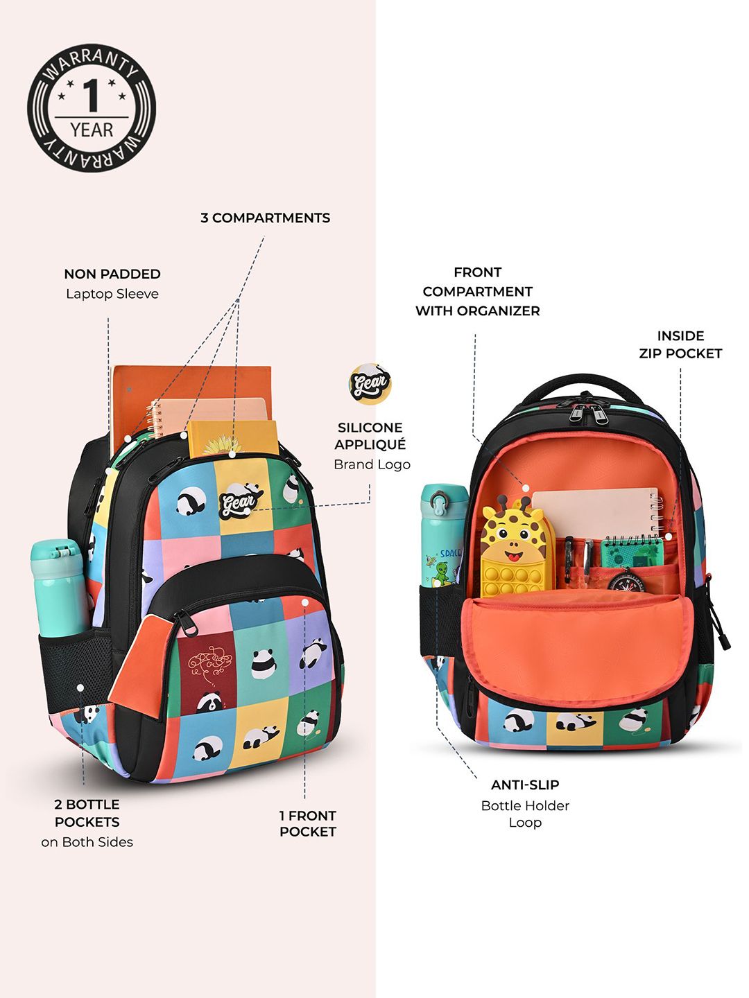 Gear Unisex Colourblocked Backpack