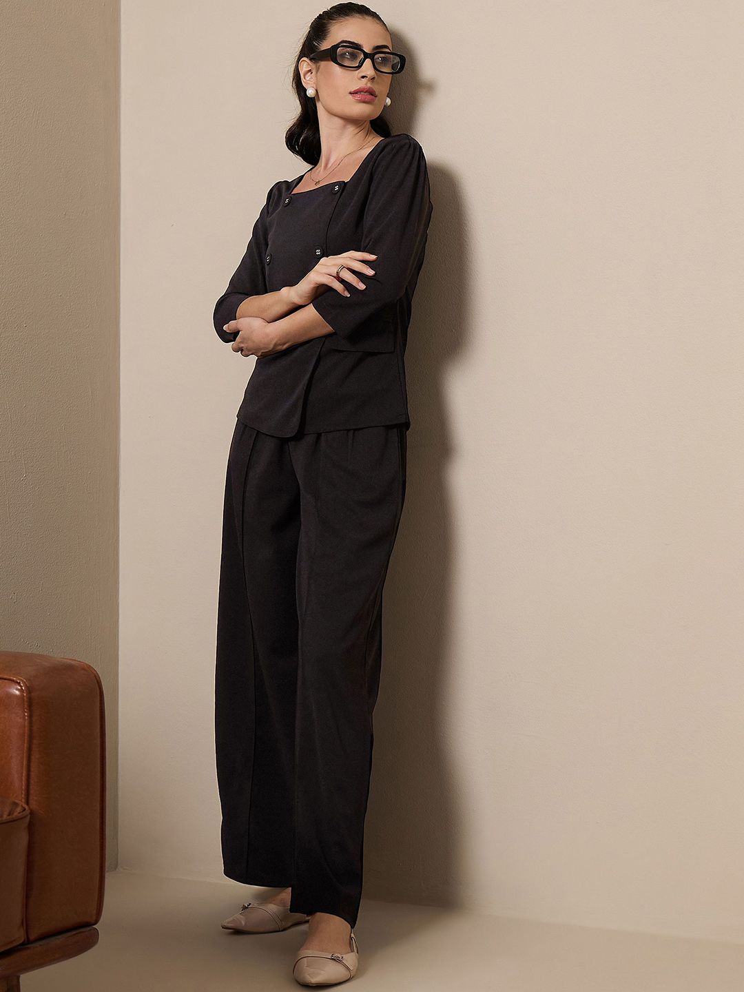 SASSAFRAS worklyf Women Relaxed Straight Leg Pleated Trousers