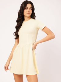 DressBerry Flirty Ribbed Fit Mini A-Line Dress