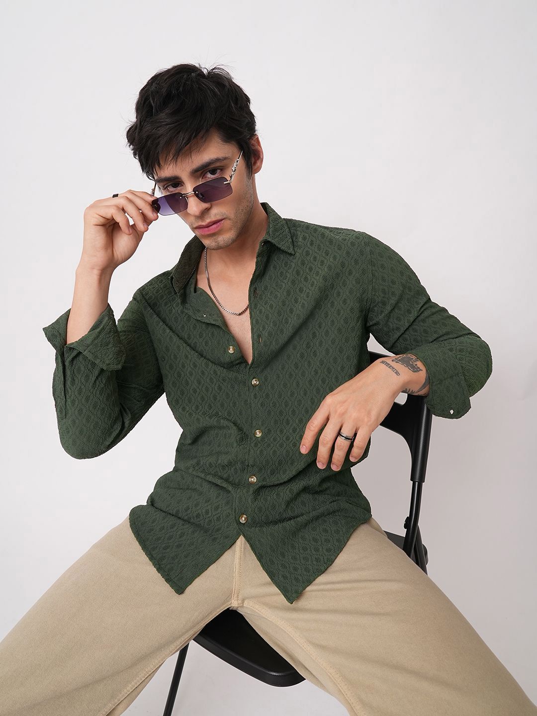 VASTRADO Men Classic Self Design Relaxed Fit Casual Shirt