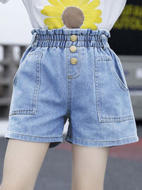 YK Girls Washed Denim Shorts