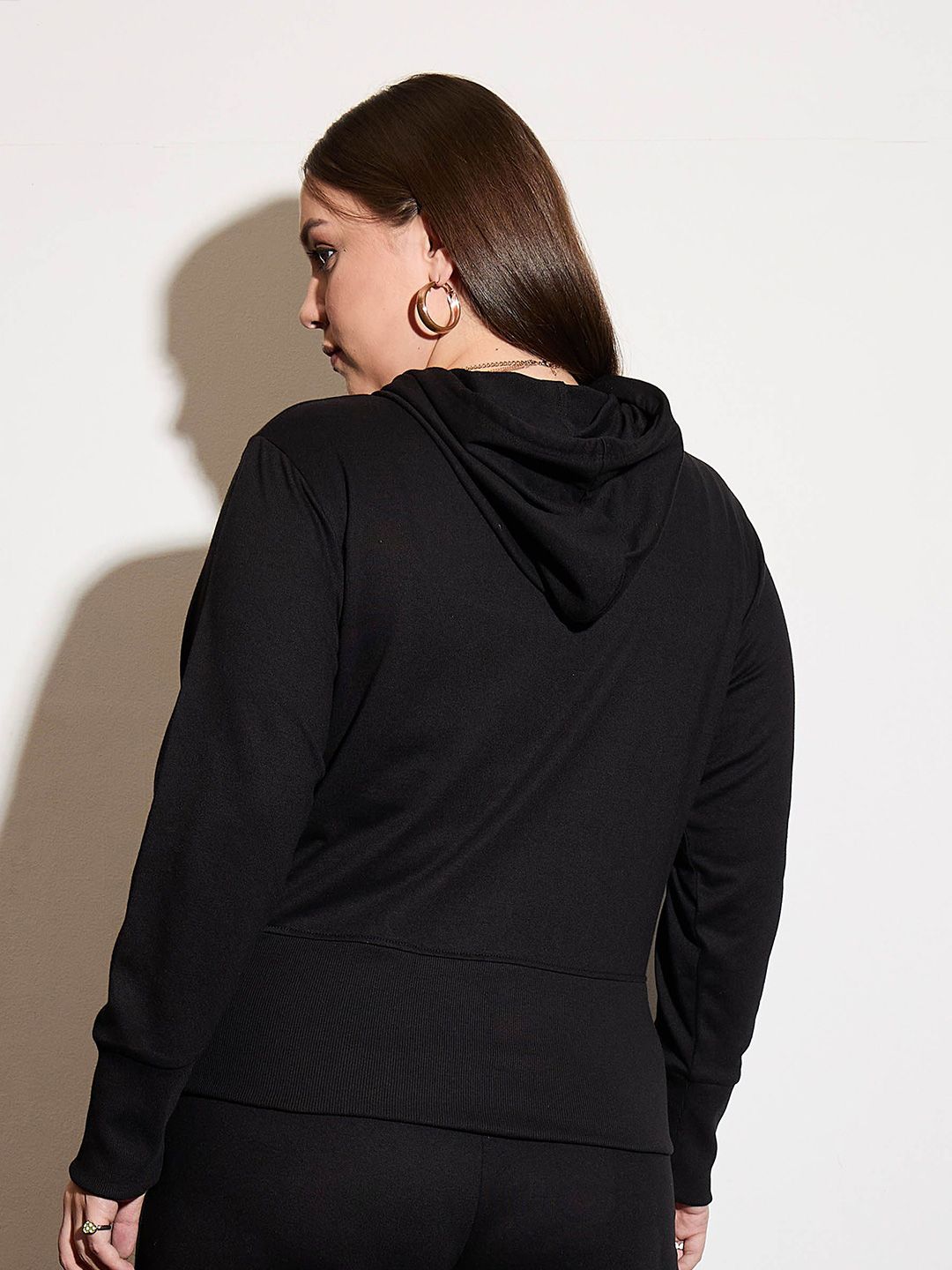 SASSAFRAS Curve Women Solid Hooded Sweatshirt