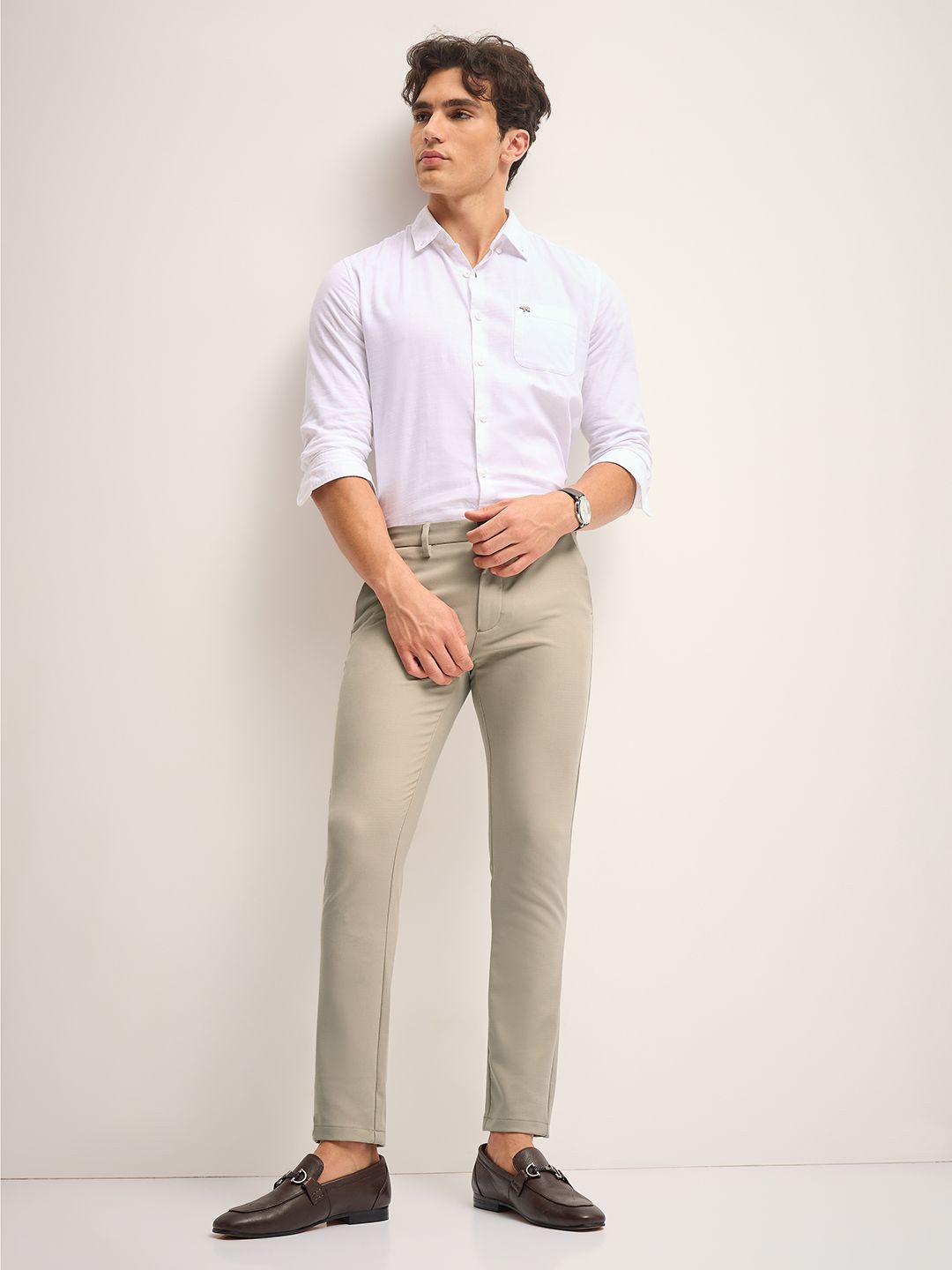 THE BEAR HOUSE Men Mid-Rise Slim Fit  Formal Trousers