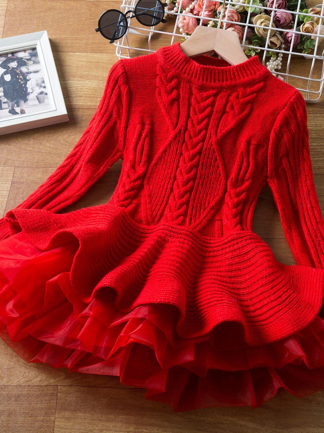 YK Girls Self Design Jumper Dress