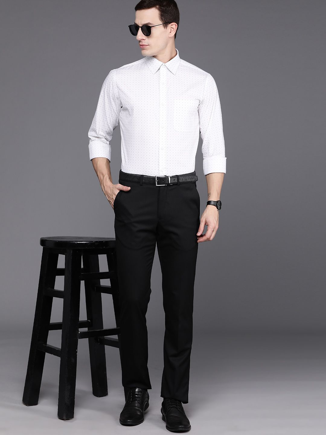Raymond Men Pure Cotton Micro Ditsy Slim Fit Formal Shirt