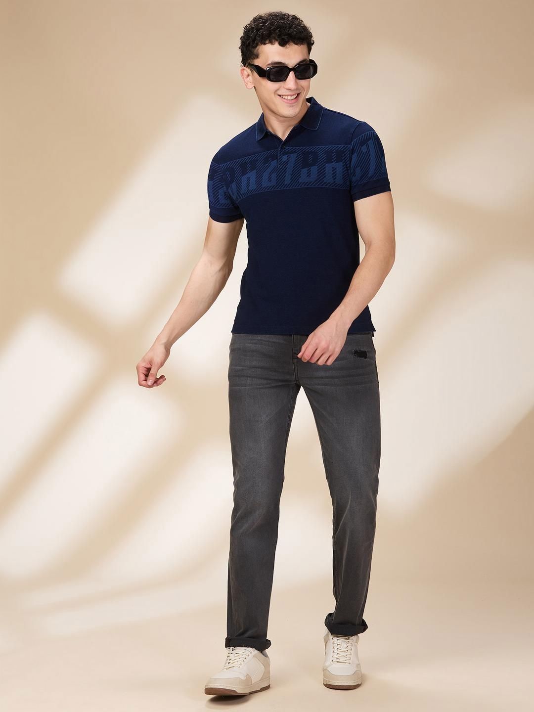 Being Human Men Typography Printed Polo Collar Cotton Slim Fit T-shirt