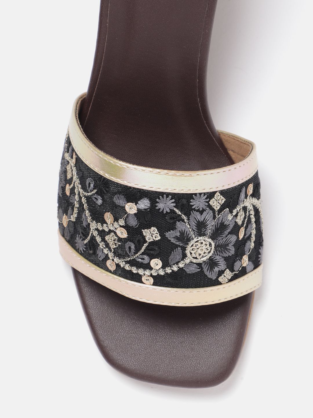 Anouk Floral Embroidered Block Heels