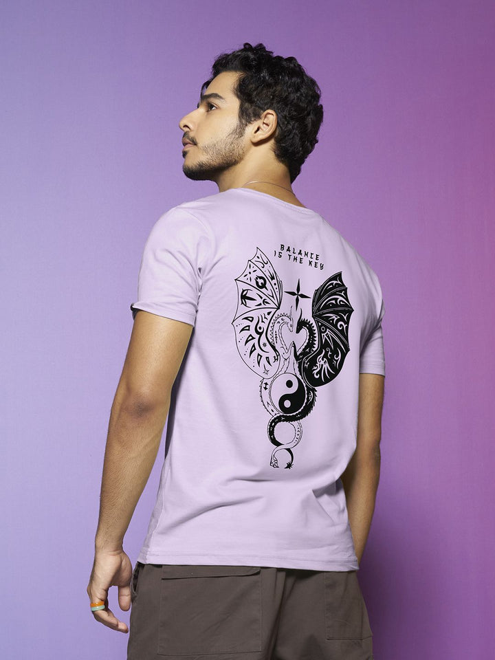 Bewakoof Lavender Graphic Printed Round Neck Cotton T-shirt