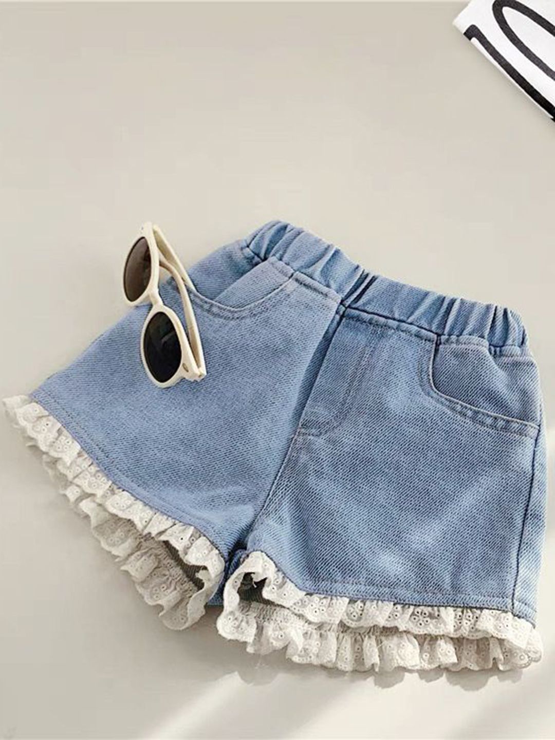 YK Girls Washed Denim Shorts Technology
