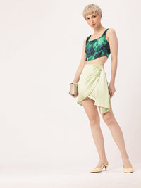 DressBerry Wrap & Roll Satin Ruched Mini Skirt
