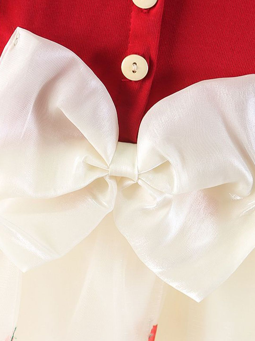 YK Girl Colourblocked Bow Tulle Fit & Flare Dress