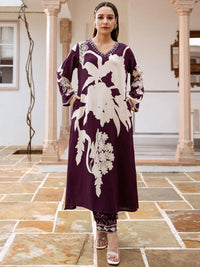 Indo Era Floral Printed Sequinned A-Line Kurta With Salwar