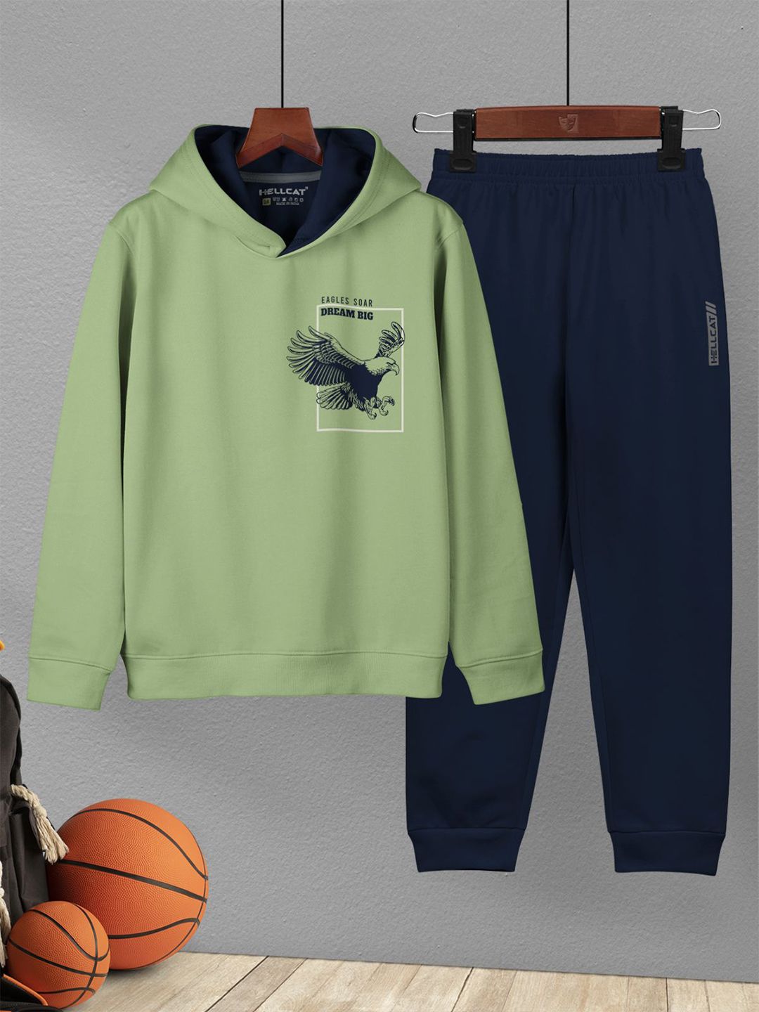 HELLCAT Boys Printed Hooded T-shirt With Jogger