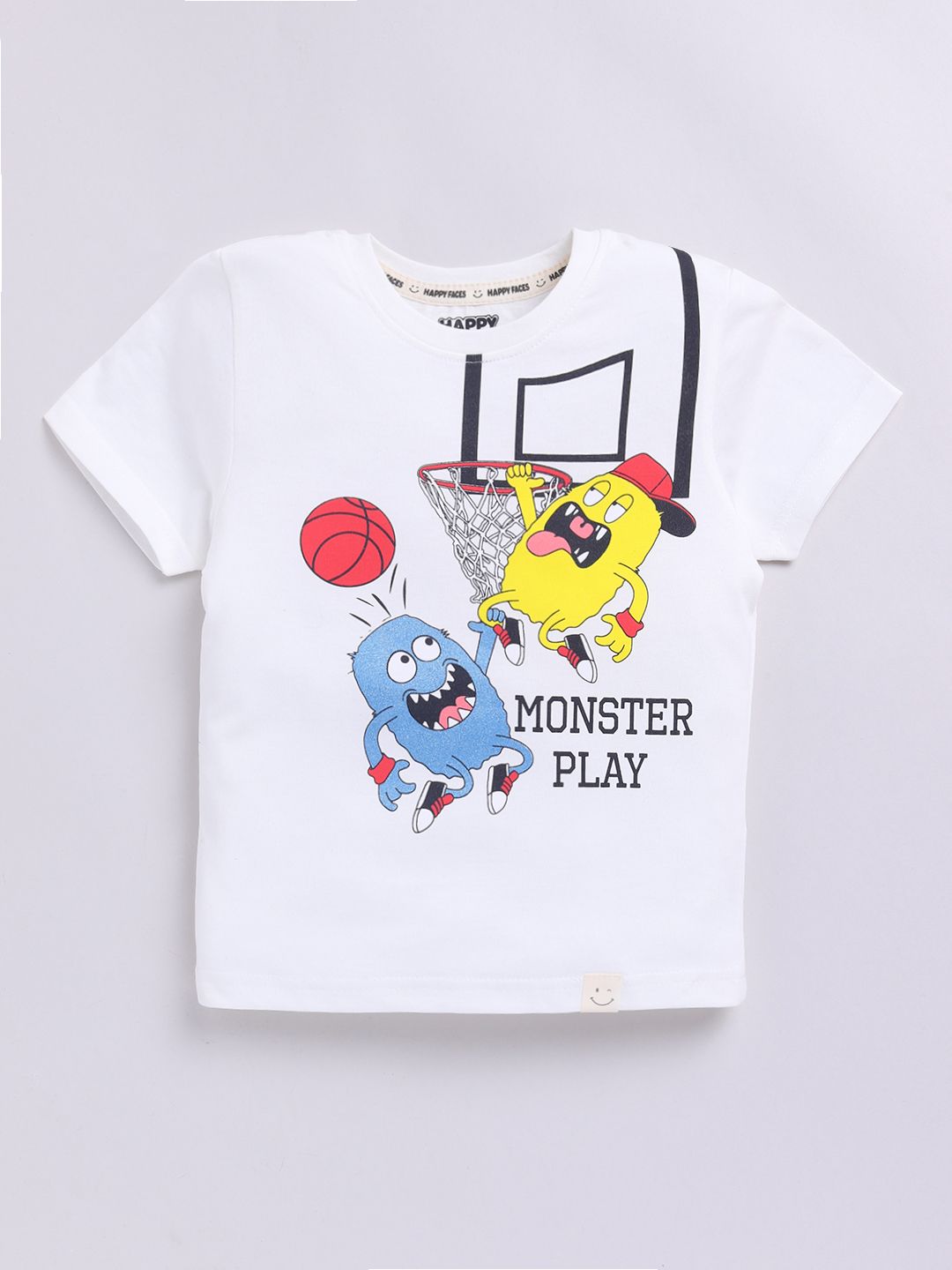 Happy Faces Boys Graphic Print Pure Cotton T-shirt
