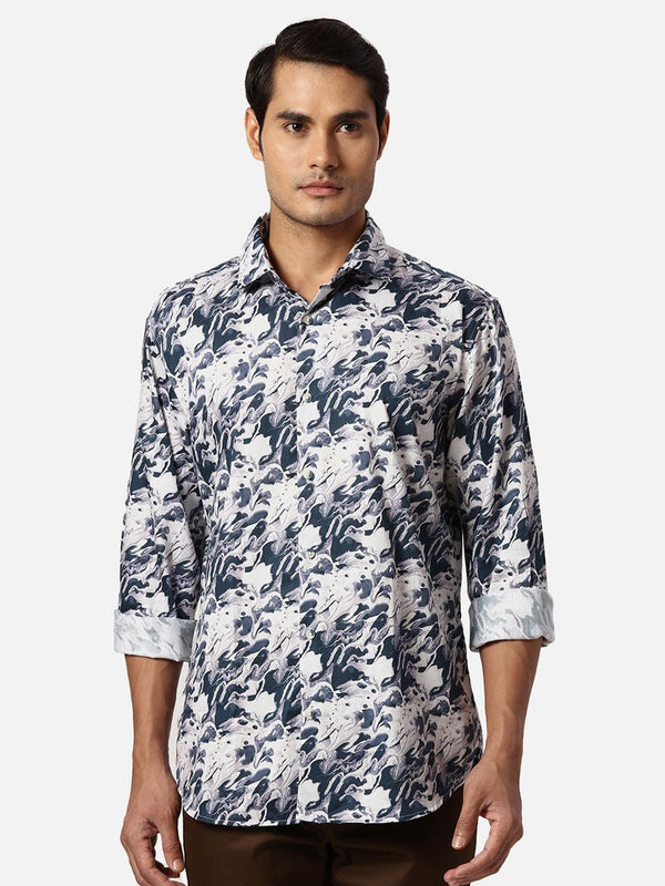 Park Avenue Men Spread Collar Abstract Printed Cotton Slim Fit Casual Shirt