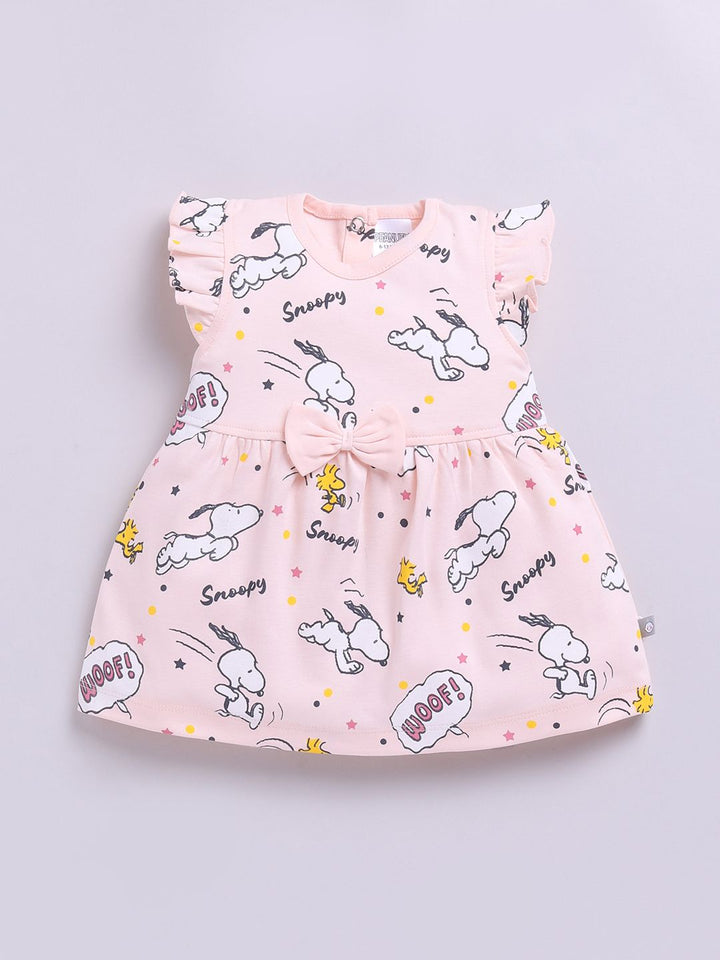 Happy Faces Infant Girls Snoopy Printed Pure Cotton A-Line Dress