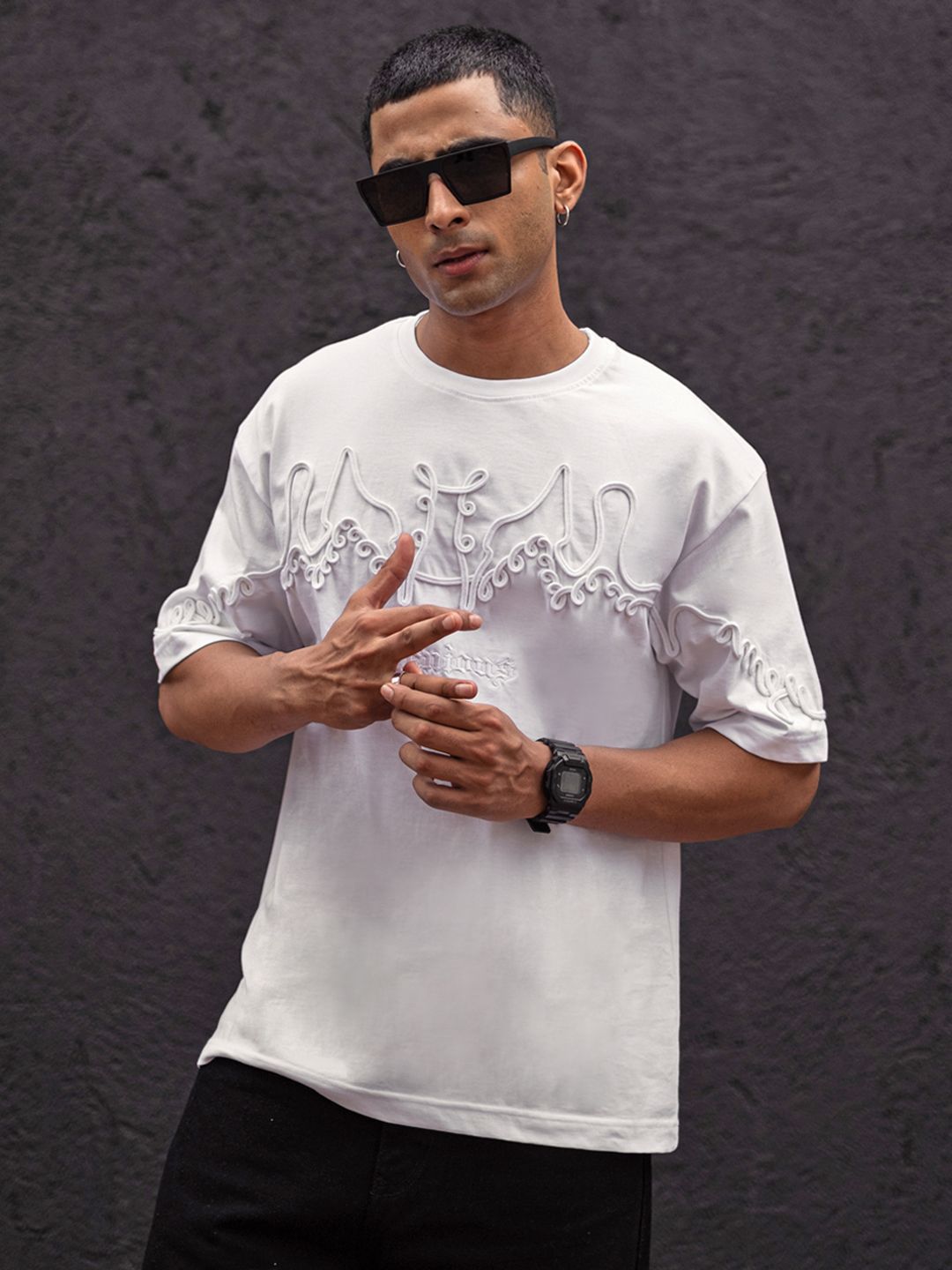 Powerlook Men Drop-Shoulder Sleeves T-shirt