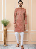 See Designs Ethnic Motifs Woven Design Mandarin Collar Silk Jacquard Straight Kurta