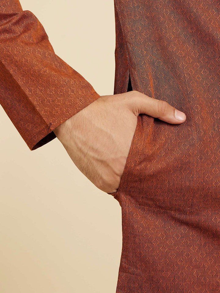 Diwas by Manyavar Woven Design Mandarin Collar Straight Kurta