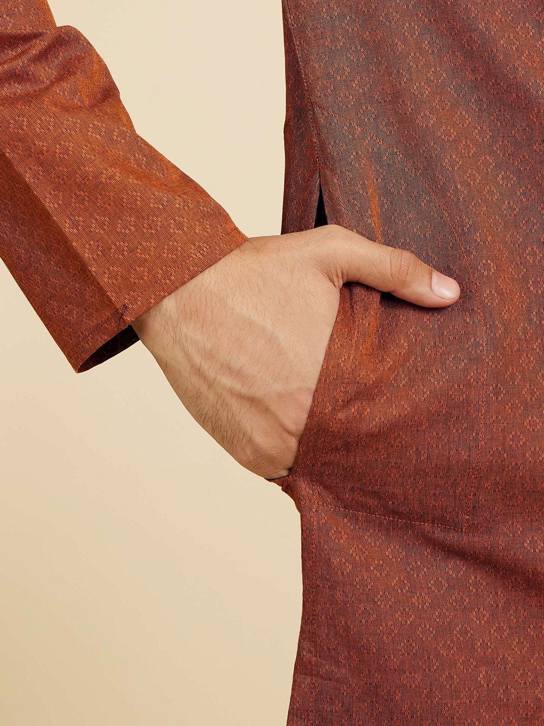 Diwas by Manyavar Woven Design Mandarin Collar Straight Kurta