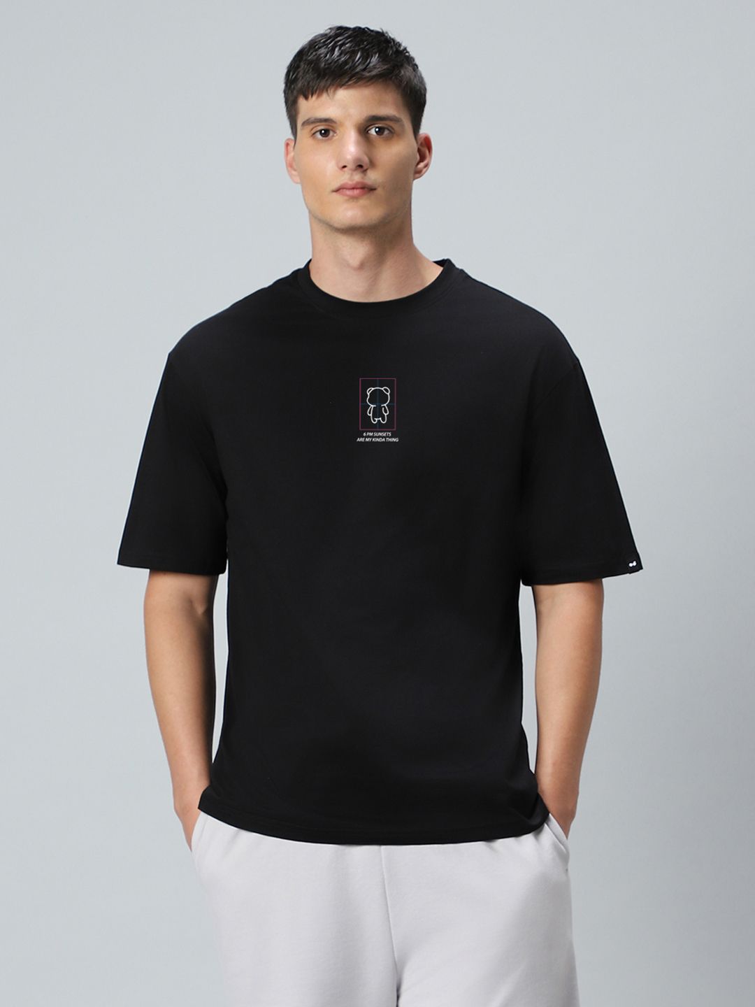 Bewakoof Graphic Printed Drop-Shoulder Sleeves Oversized Pure Cotton T-shirt