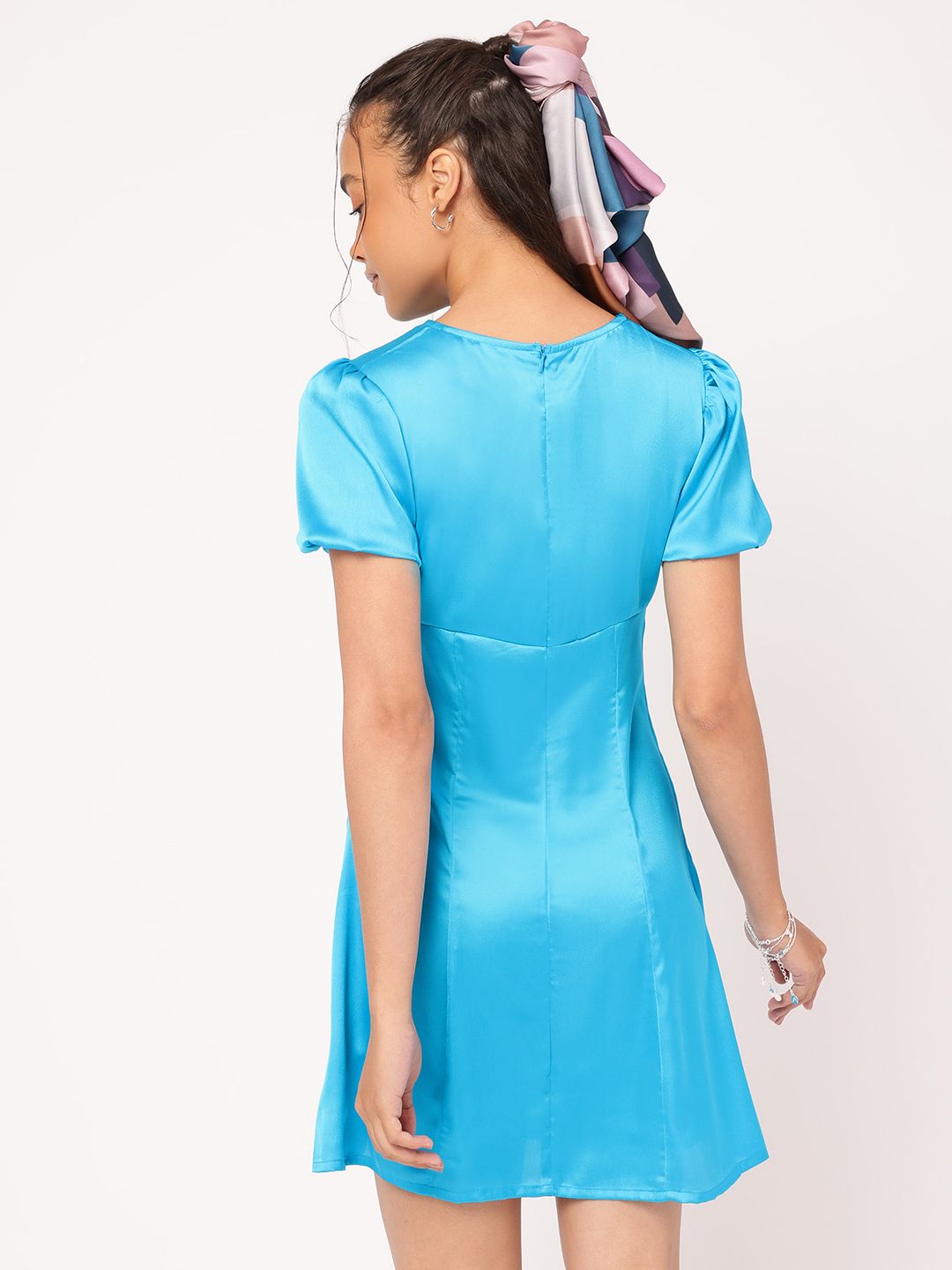 DressBerry Cut Out Detailed Ruched Satin Dress