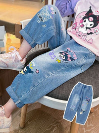 YK Girls Comfort Relaxed Fit High-Rise Clean Look Embroidered Stretchable Jeans