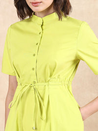 RAREISM Women Cotton Mock Neck Fit & Flare Midi Dress