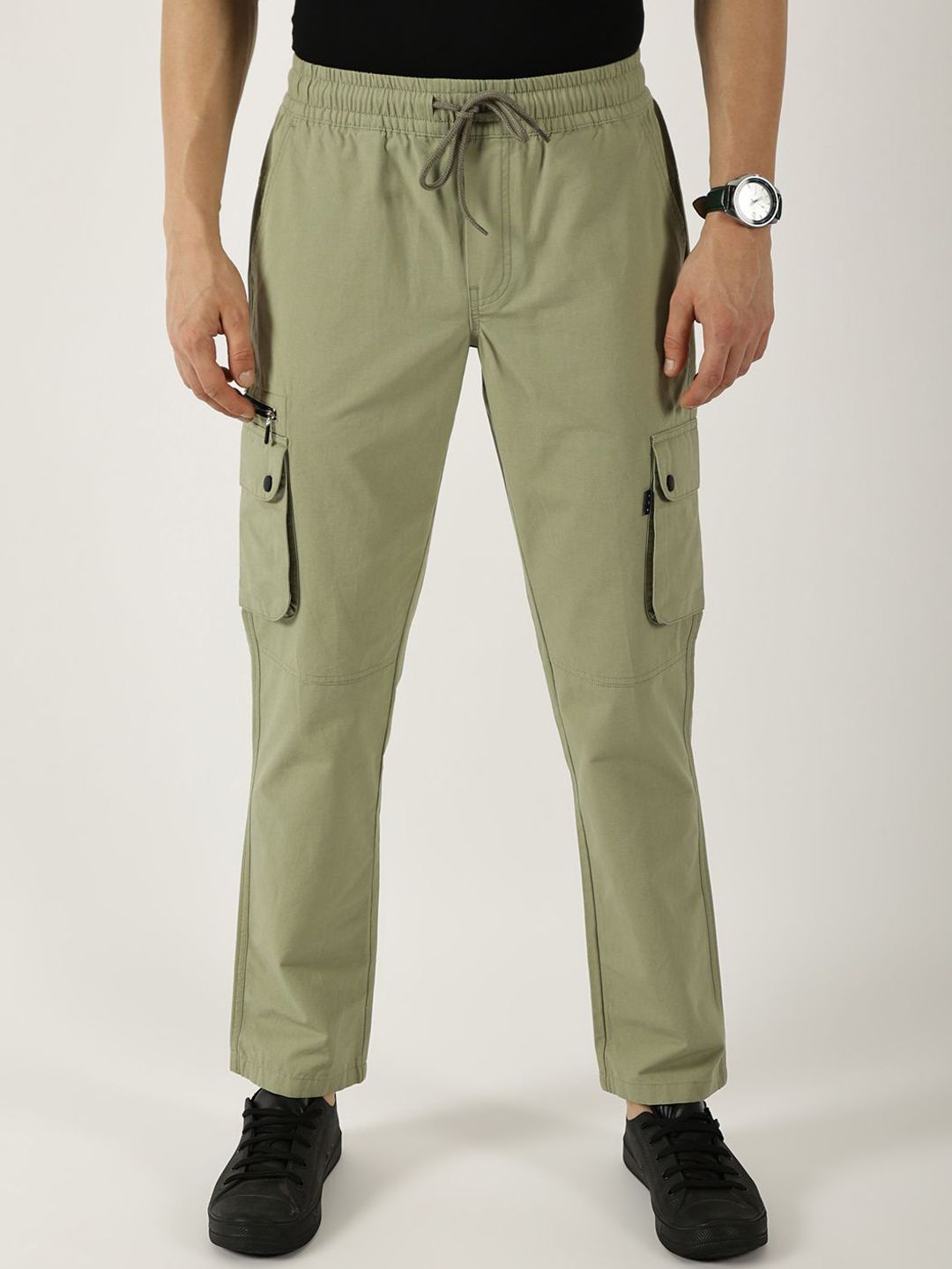 Thomas Scott Men Smart Regular Fit Mid-Rise Easy Wash Cotton Cargos