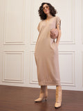 SASSAFRAS Women Midi V-Neck Sweater Dress
