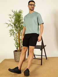 Thomas Scott Men Solid V-Neck Cotton Boxy T-Shirt