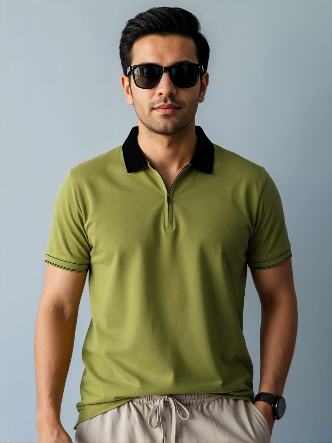 Tshirts ADRO Men Olive Cotton