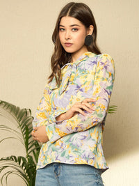 Berrylush Women Floral Printed Tie-Up Neck Top