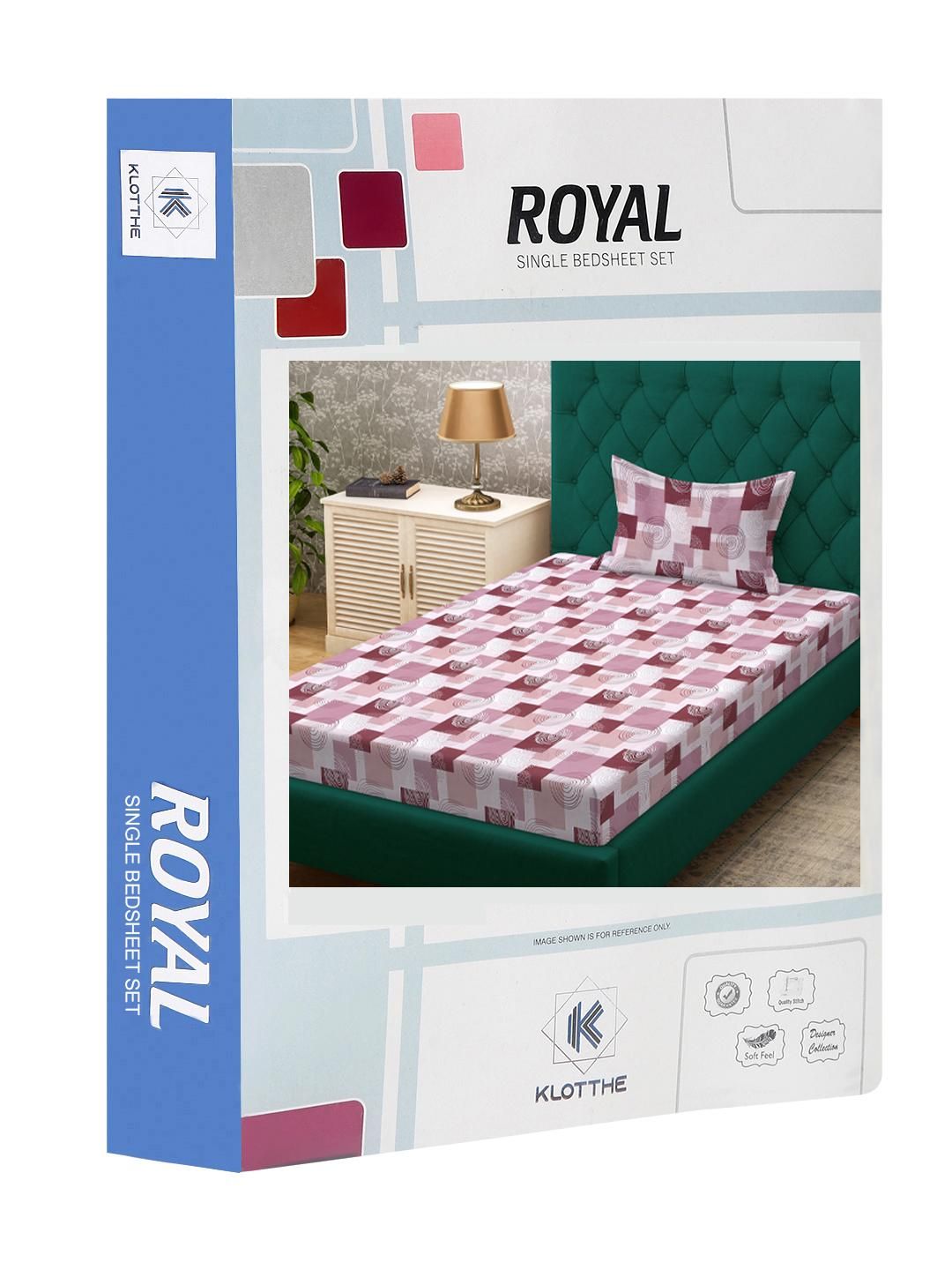 KLOTTHE Pink Geometric Cotton Single Bedsheets