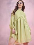 DressBerry Puff Sleeves Ruffled A-Line Dress