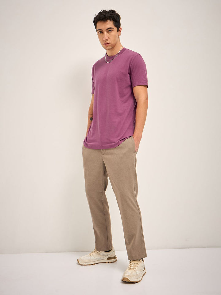 THE BEAR HOUSE Men Solid Round Neck Pure Cotton T-shirt