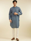 Diwas by Manyavar Geometric Printed Mandarin Collar Straight Kurta