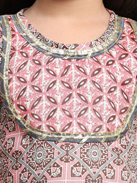 Cutiekins Girls Ethnic Motifs Printed Puffed Sleeves Straight Kurta with Salwar & Dupatta