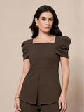 SASSAFRAS worklyf Puff Sleeve Peplum Top
