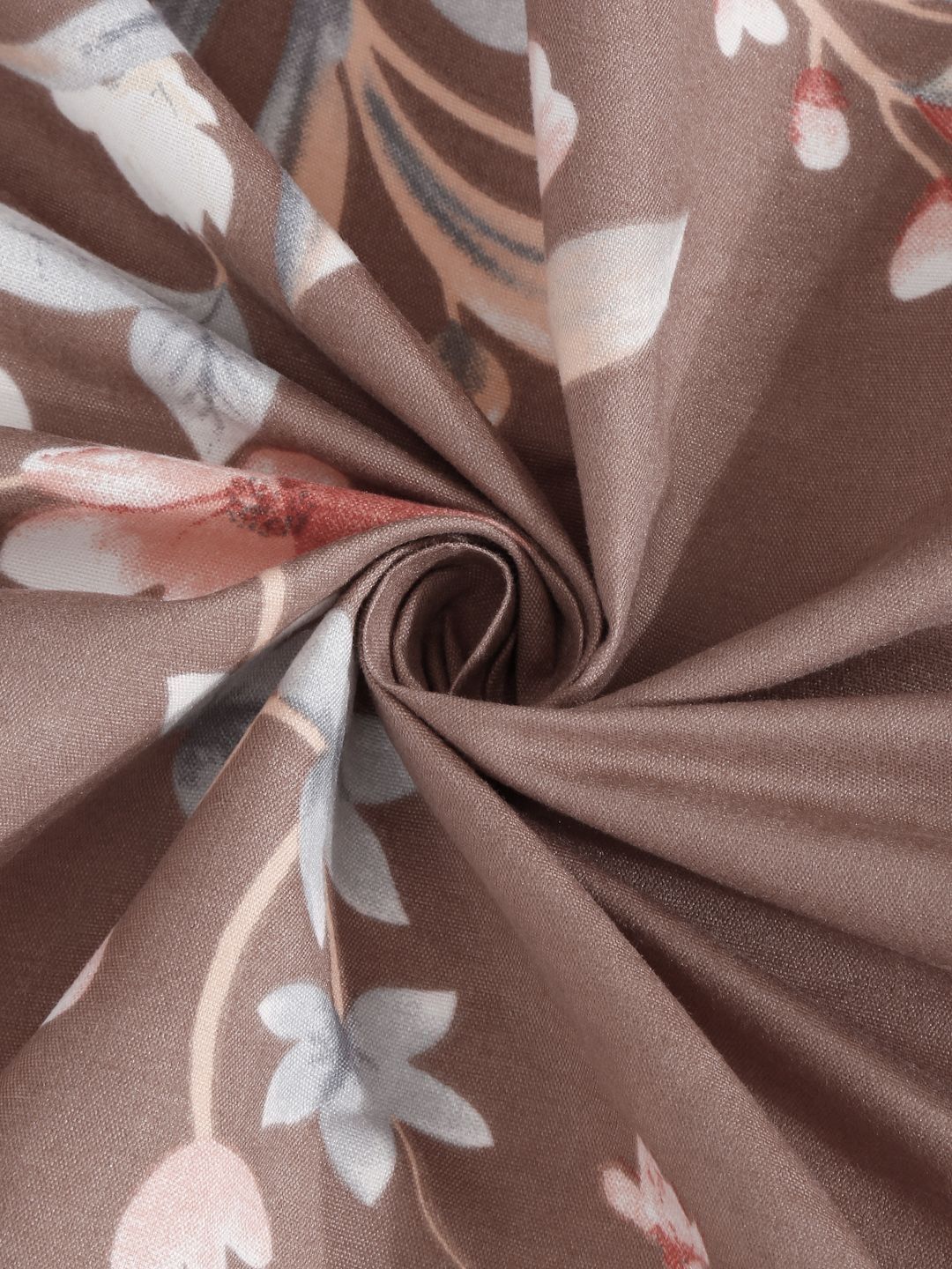 Myntra Elegant Homes Coklat & Putih Floral 300 TC Cadar Katil King dengan 2 Sarung Bantal
