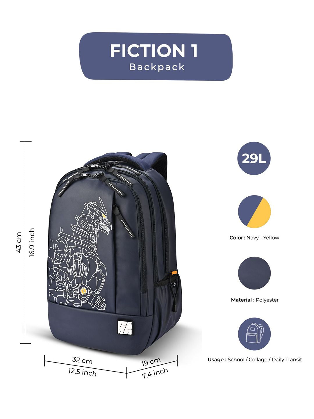 Gear Unisex Printed Backpack