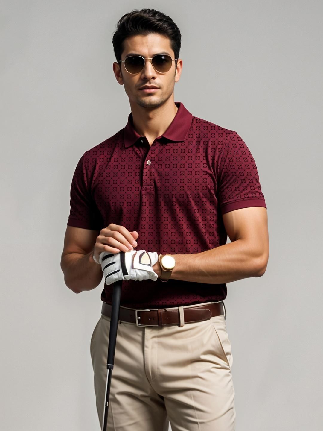 ADRO Men Maroon Cotton Tshirts