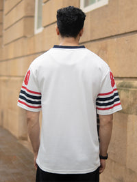 Powerlook Men Typography Printed V-Neck Drop-Shoulder Sleeves T-shirt