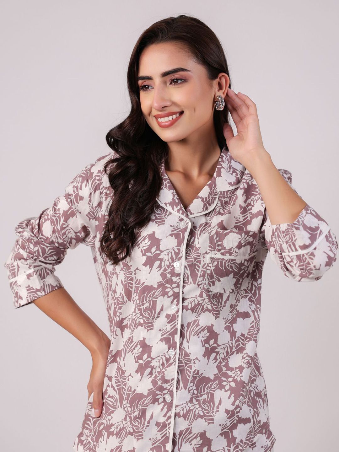 SANSKRUTIHOMES Women Printed Pure Cotton Night suit