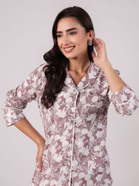 SANSKRUTIHOMES Women Printed Pure Cotton Night suit