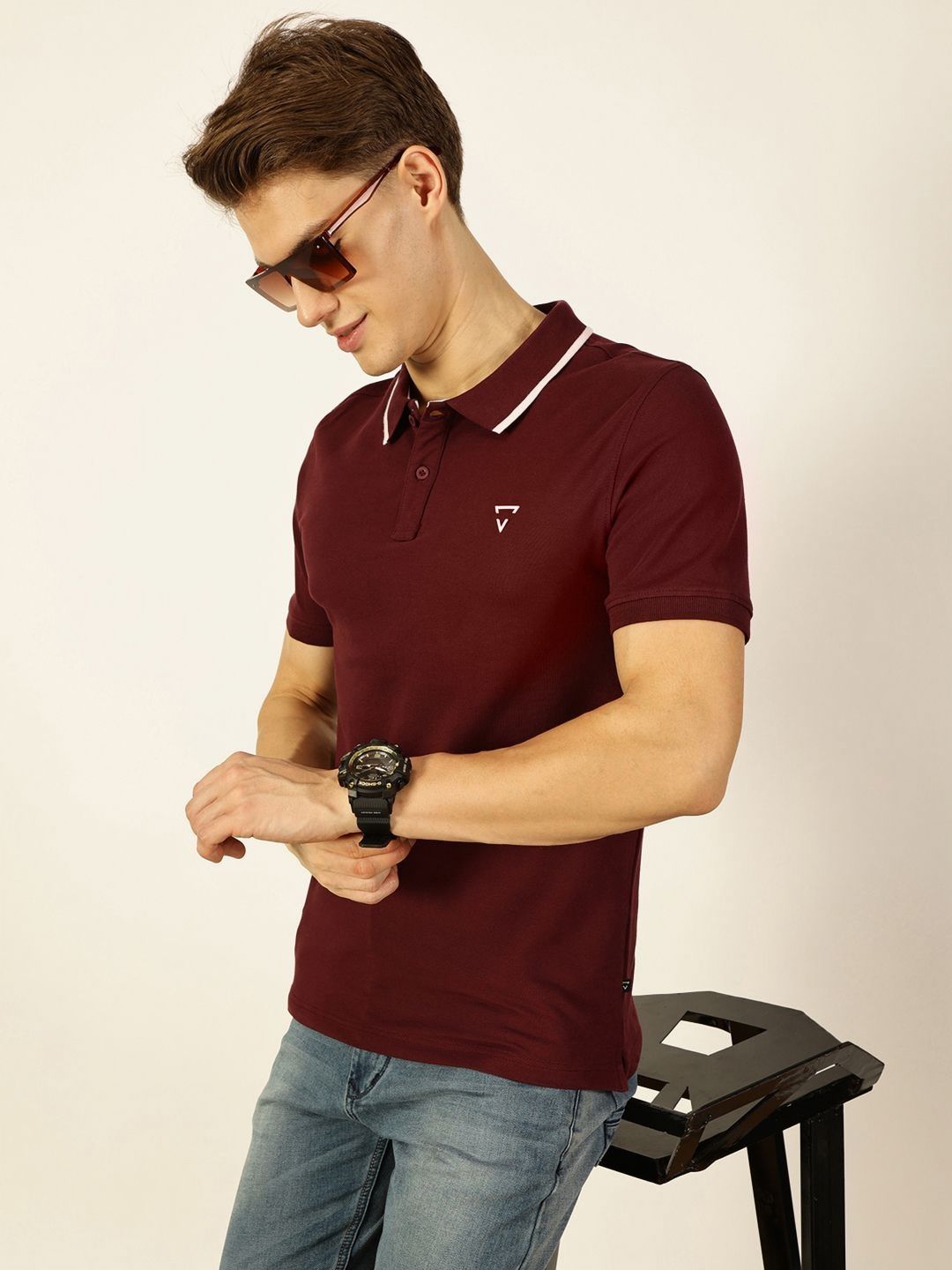 Thomas Scott Men Solid Polo Collar T-shirt
