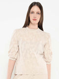 RAREISM Women Self Design Round Neck Cotton Top