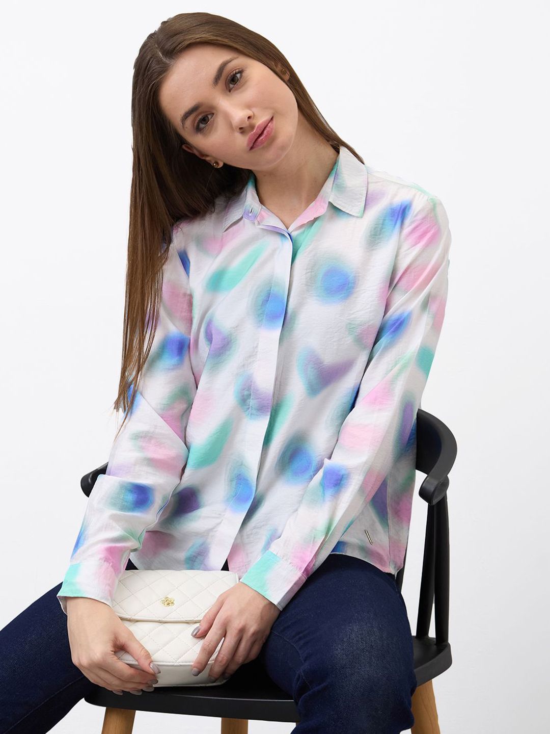 SPYKAR Women Spread Collar Abstract Printed Casual Shirt